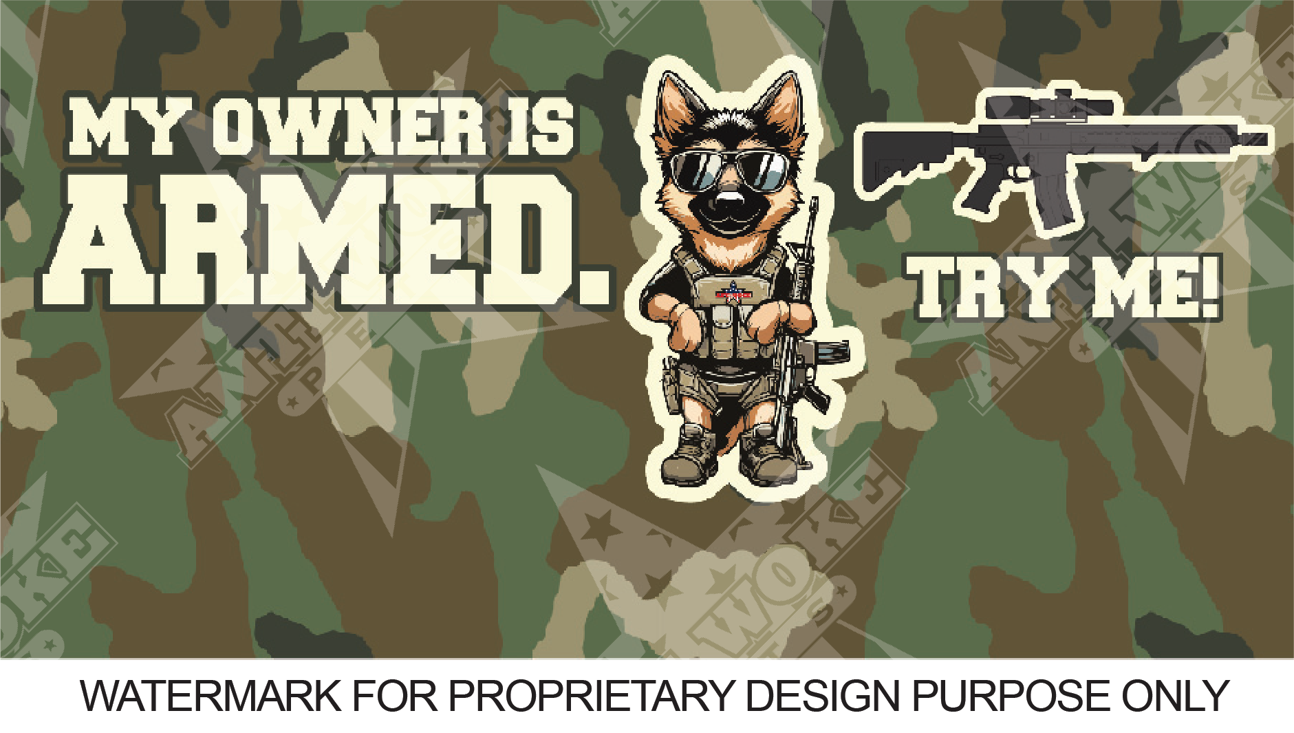 German Shepard- Camo - My Owner Is Armed- Puppy Tank Top
